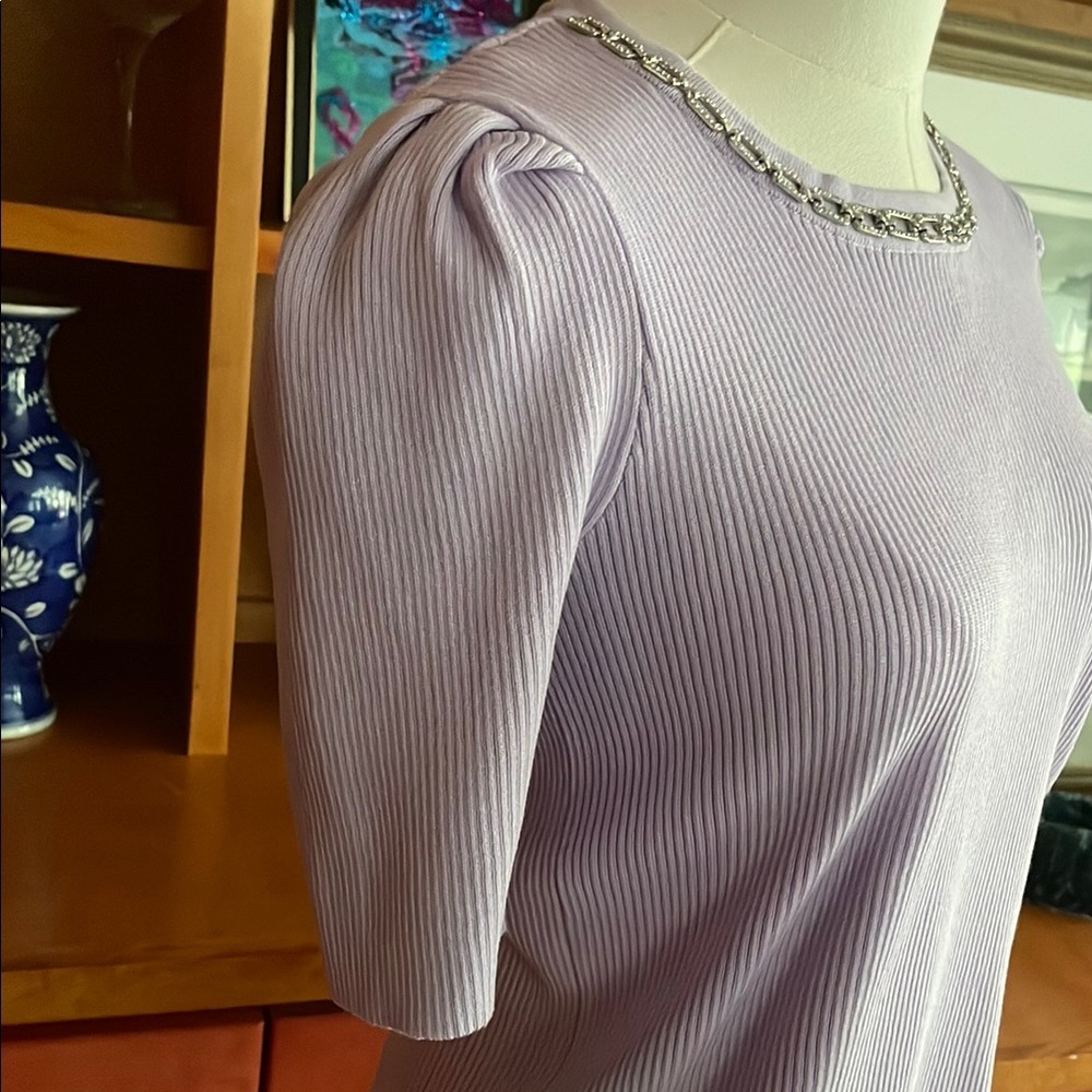 Nanette Lepore NWOT Lavender Ribbed Jewel Women's Top Small - Picture 6 of 9